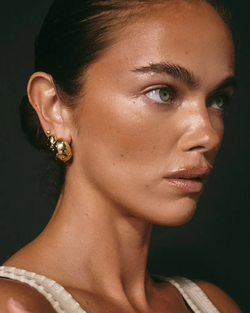 Mini Pave Molten Studs | Gold