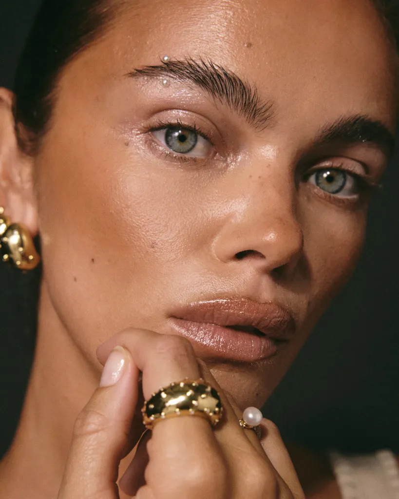 Mini Pave Molten Studs | Gold
