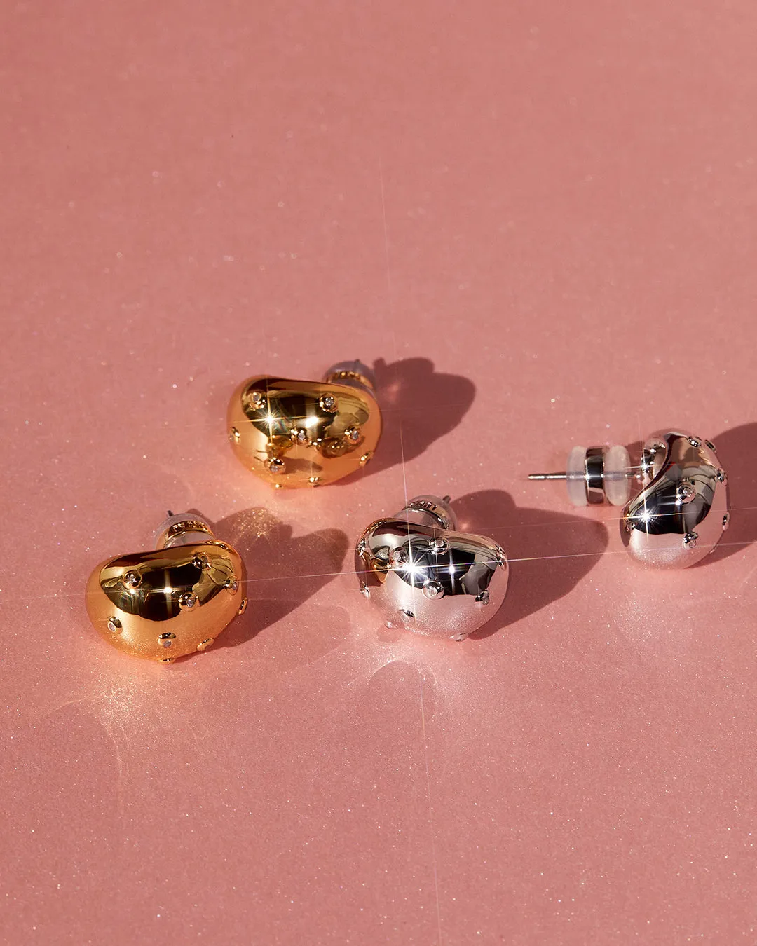 Mini Pave Molten Studs | Gold
