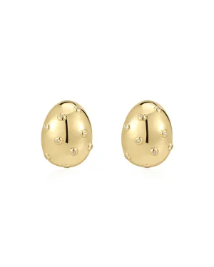 Mini Pave Molten Studs | Gold