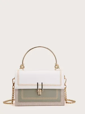 Mini Stitch Trim Flap Satchel Bag - Multicolor