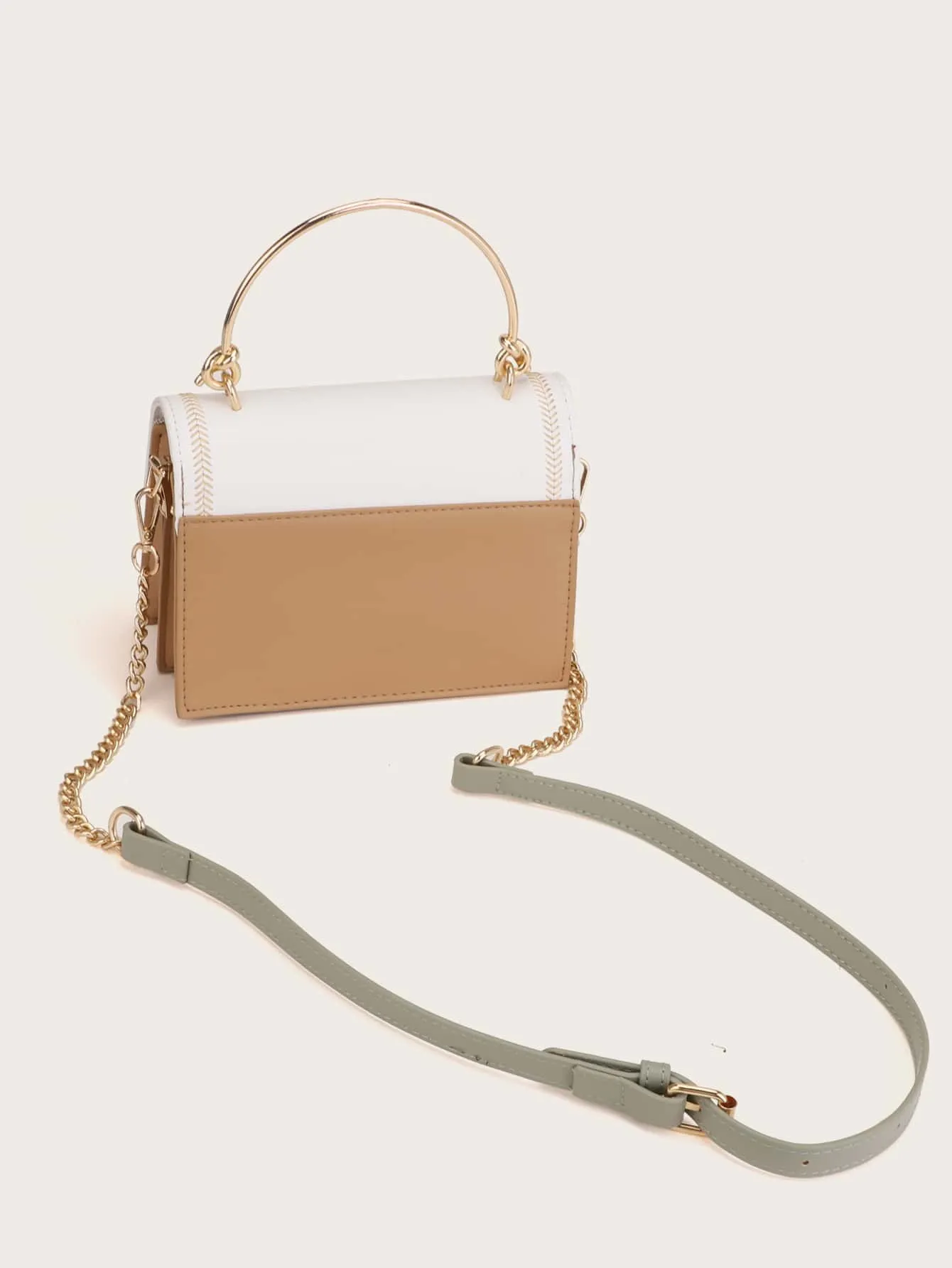 Mini Stitch Trim Flap Satchel Bag - Multicolor