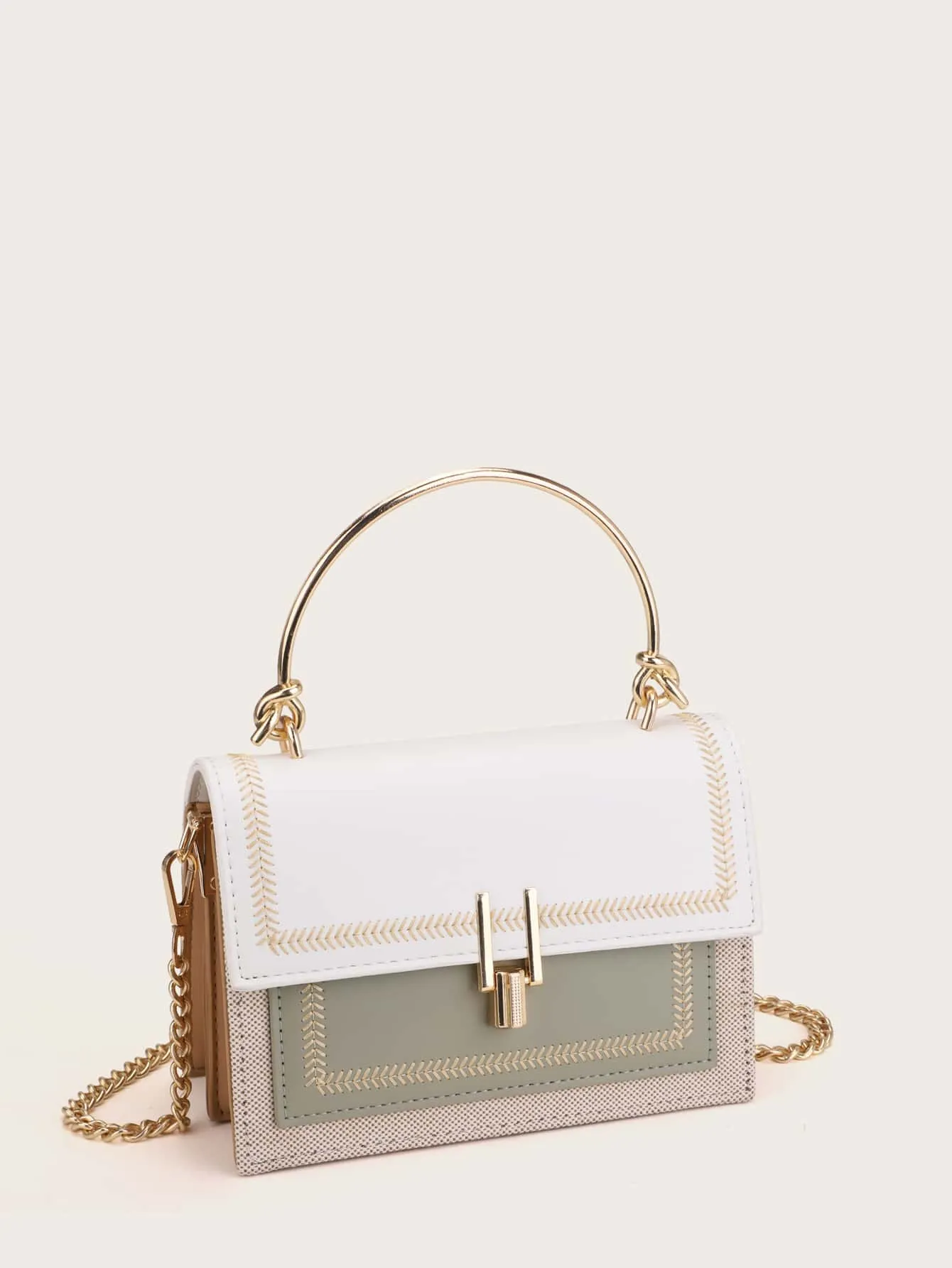 Mini Stitch Trim Flap Satchel Bag - Multicolor