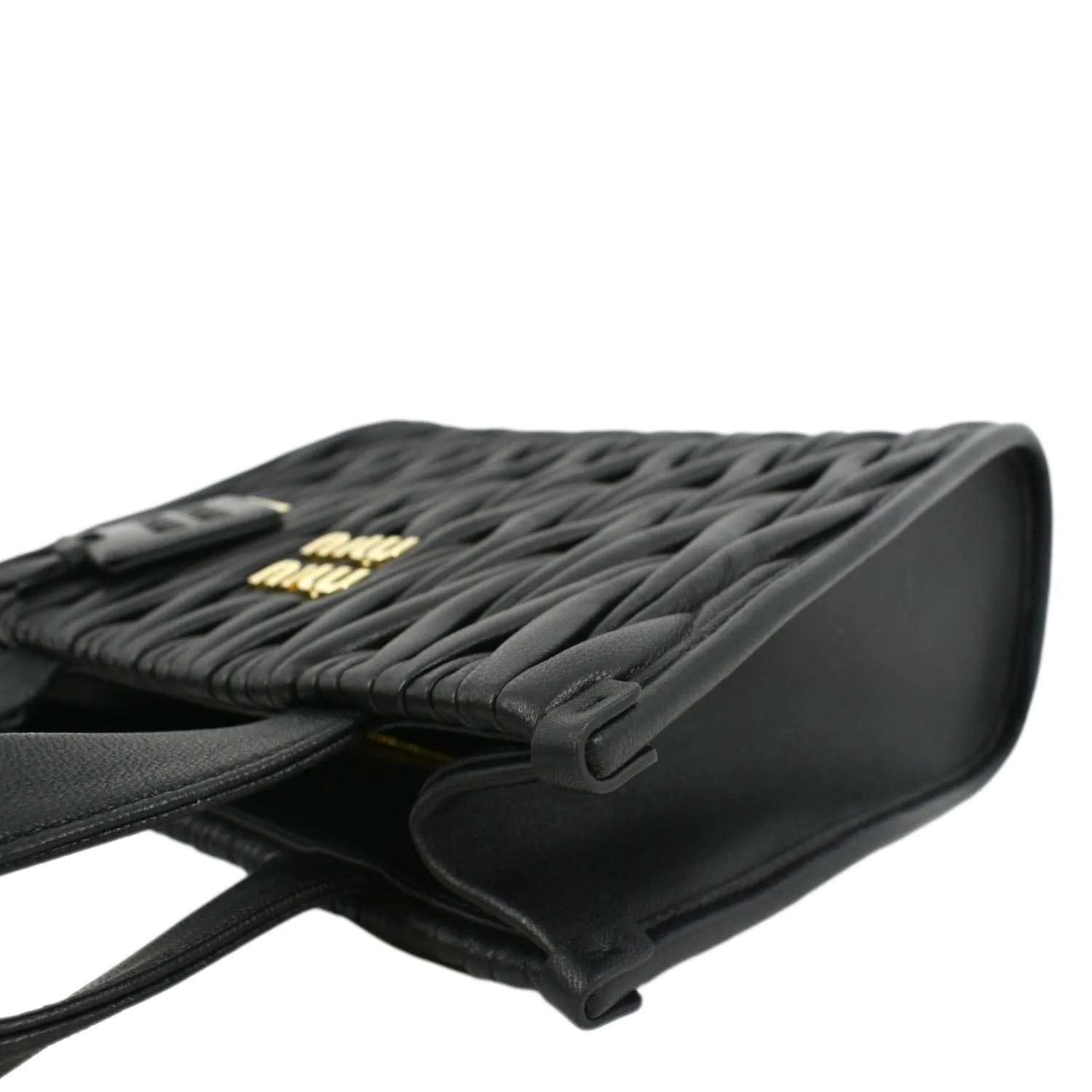 MIU MIU Nappa Matelasse Leather Tote Shoulder Bag Black
