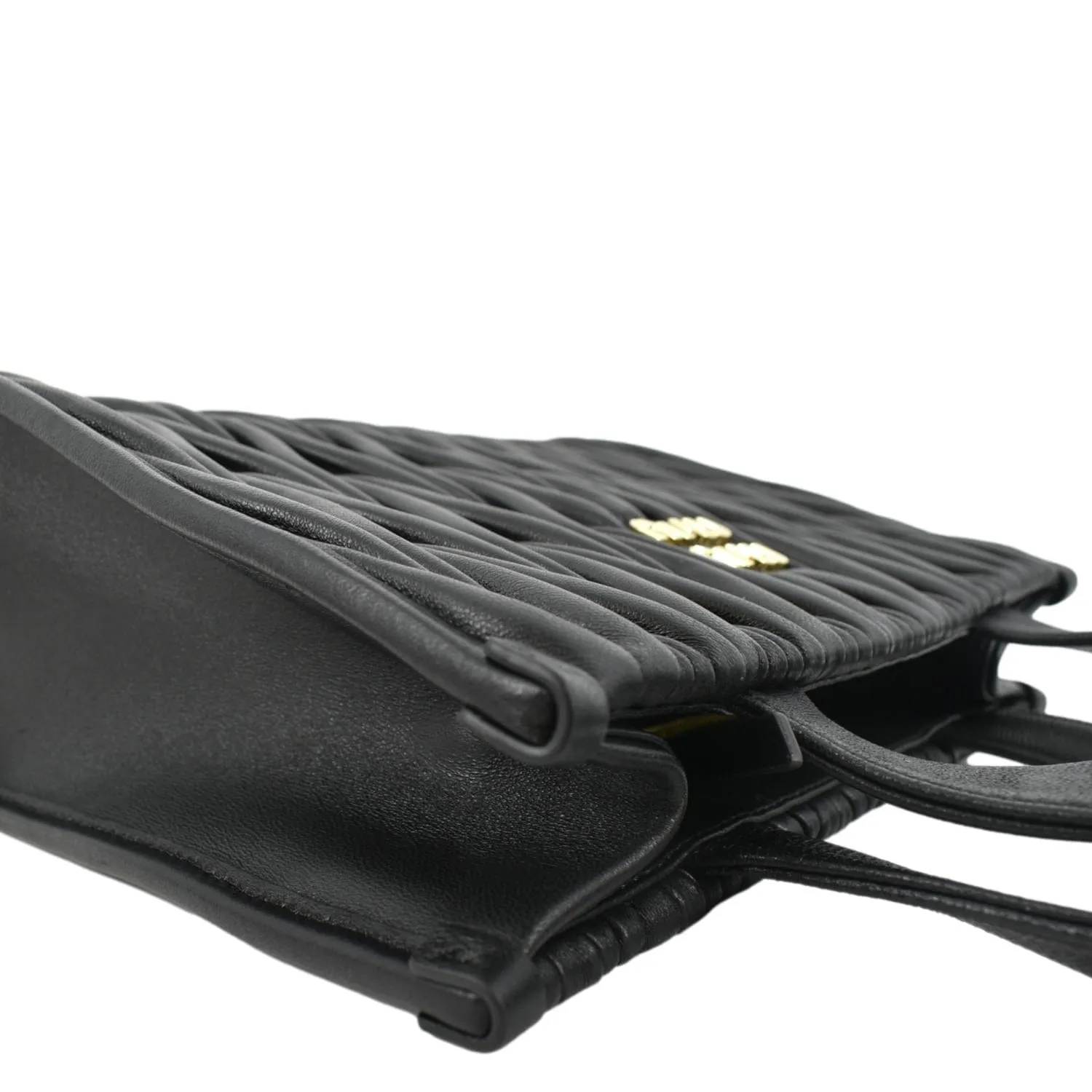 MIU MIU Nappa Matelasse Leather Tote Shoulder Bag Black