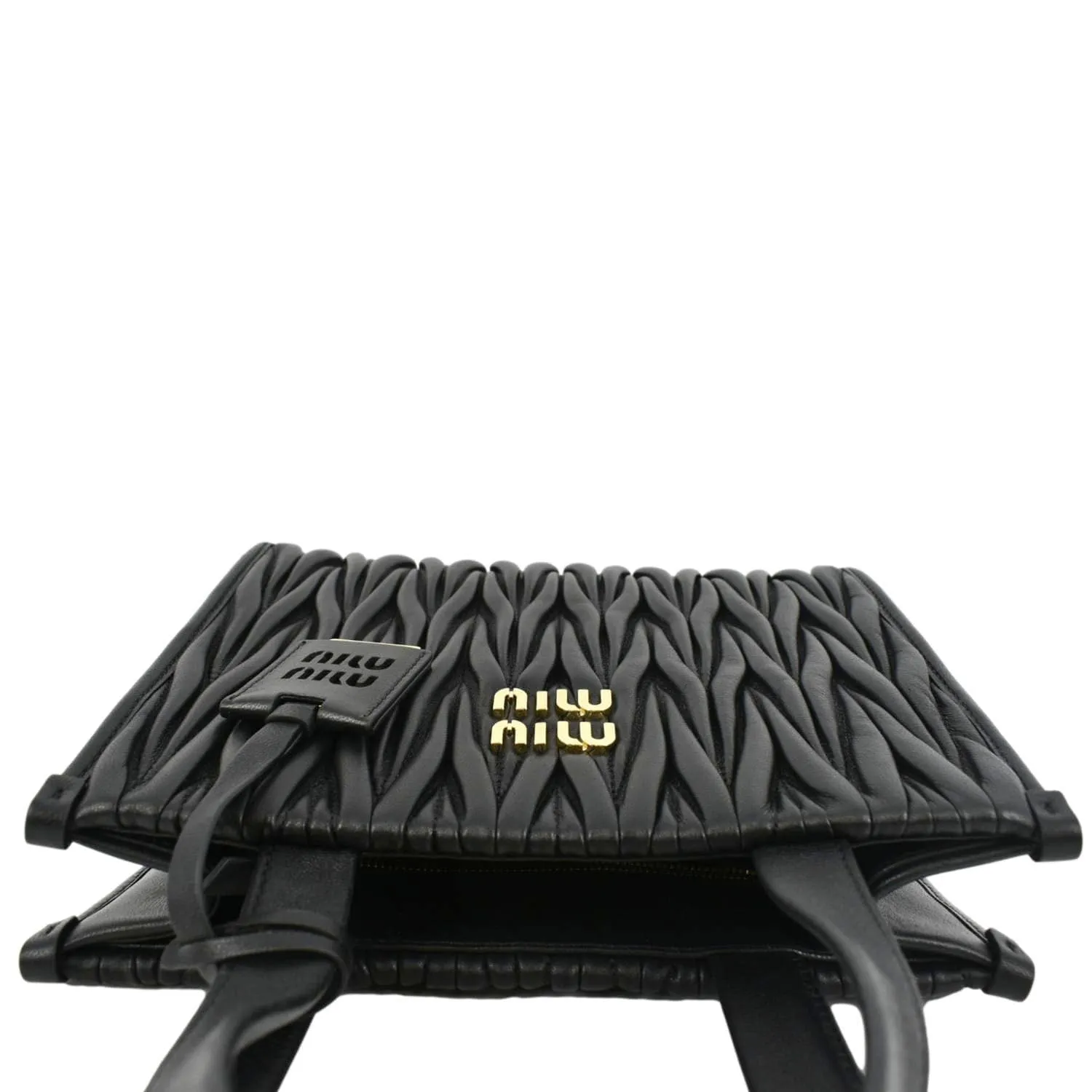 MIU MIU Nappa Matelasse Leather Tote Shoulder Bag Black