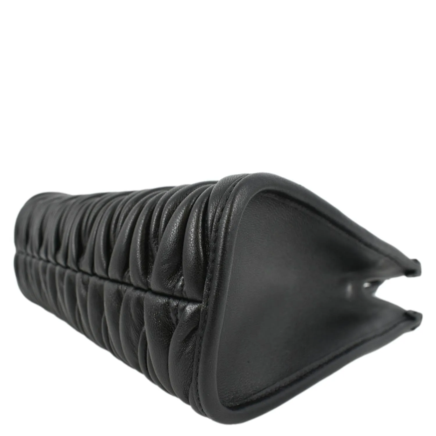 MIU MIU Nappa Matelasse Leather Tote Shoulder Bag Black