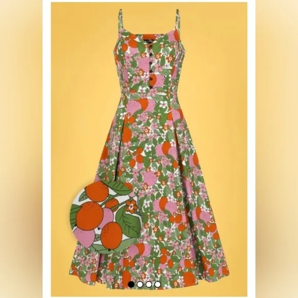 ModCloth Bright &amp; Beautiful Floral Midi Dress Spaghetti Straps Sweetheart Size 6