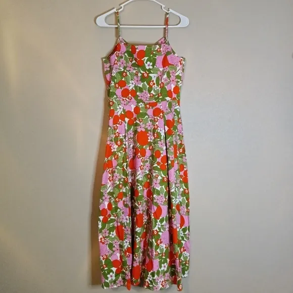 ModCloth Bright &amp; Beautiful Floral Midi Dress Spaghetti Straps Sweetheart Size 6