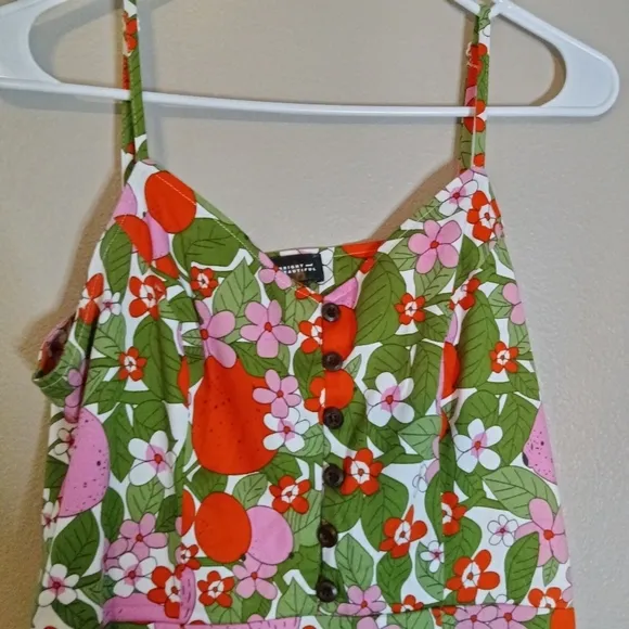 ModCloth Bright &amp; Beautiful Floral Midi Dress Spaghetti Straps Sweetheart Size 6