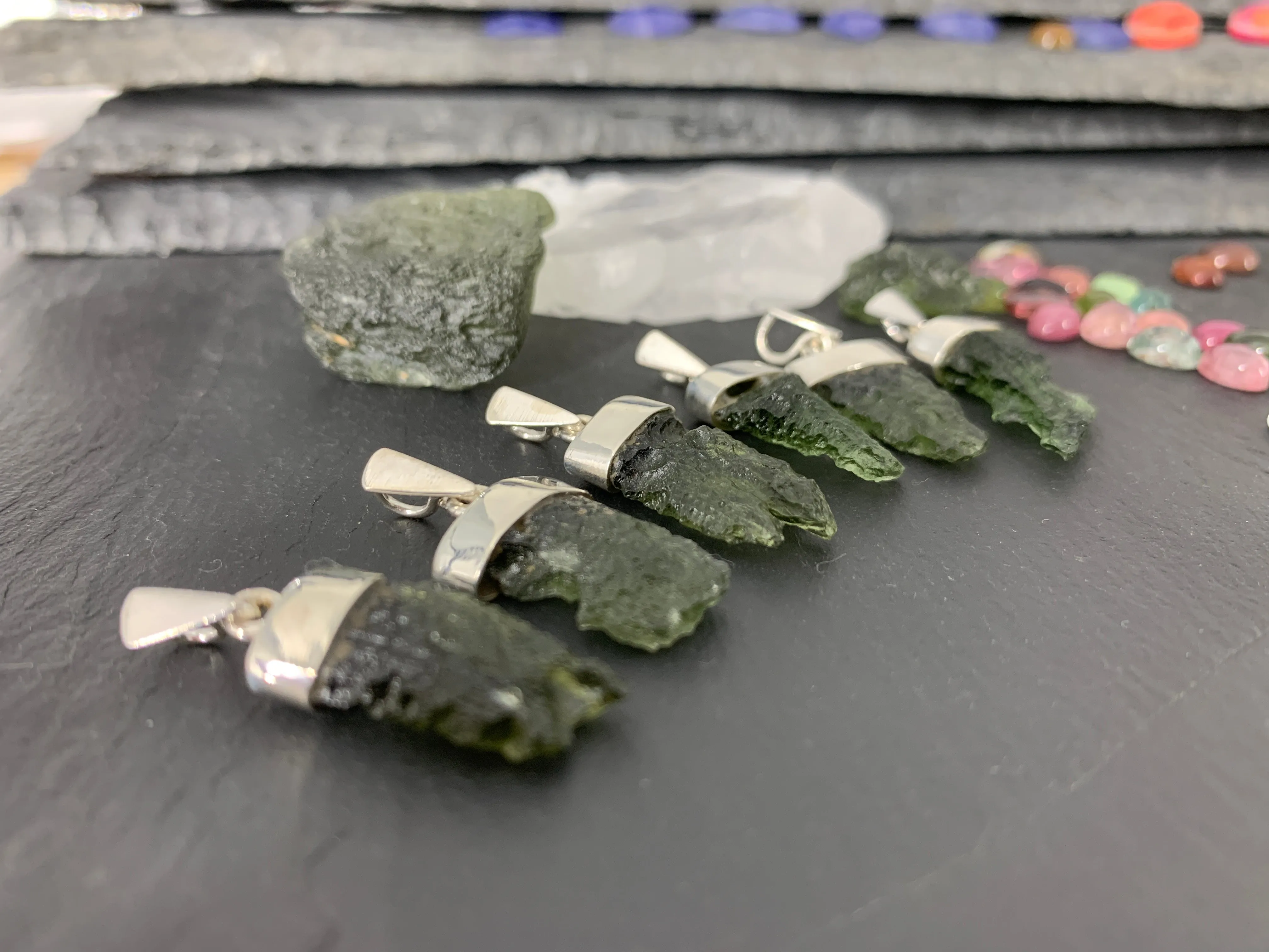 Moldavite In Silver Cup Pendant - Select your pendant