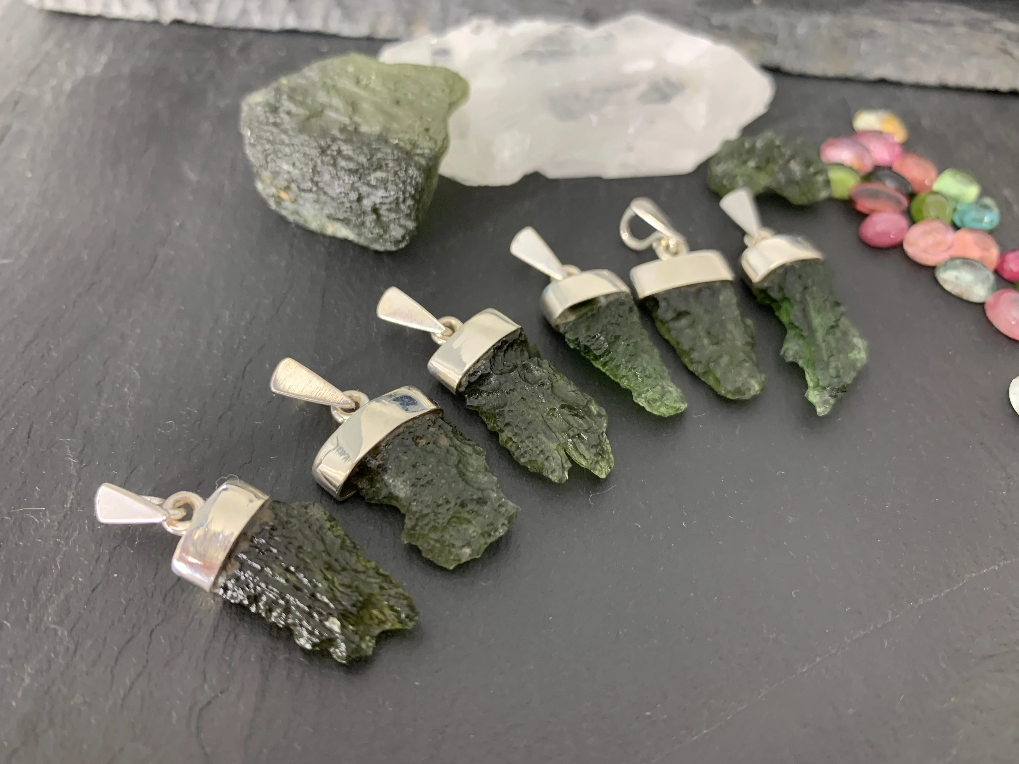 Moldavite In Silver Cup Pendant - Select your pendant