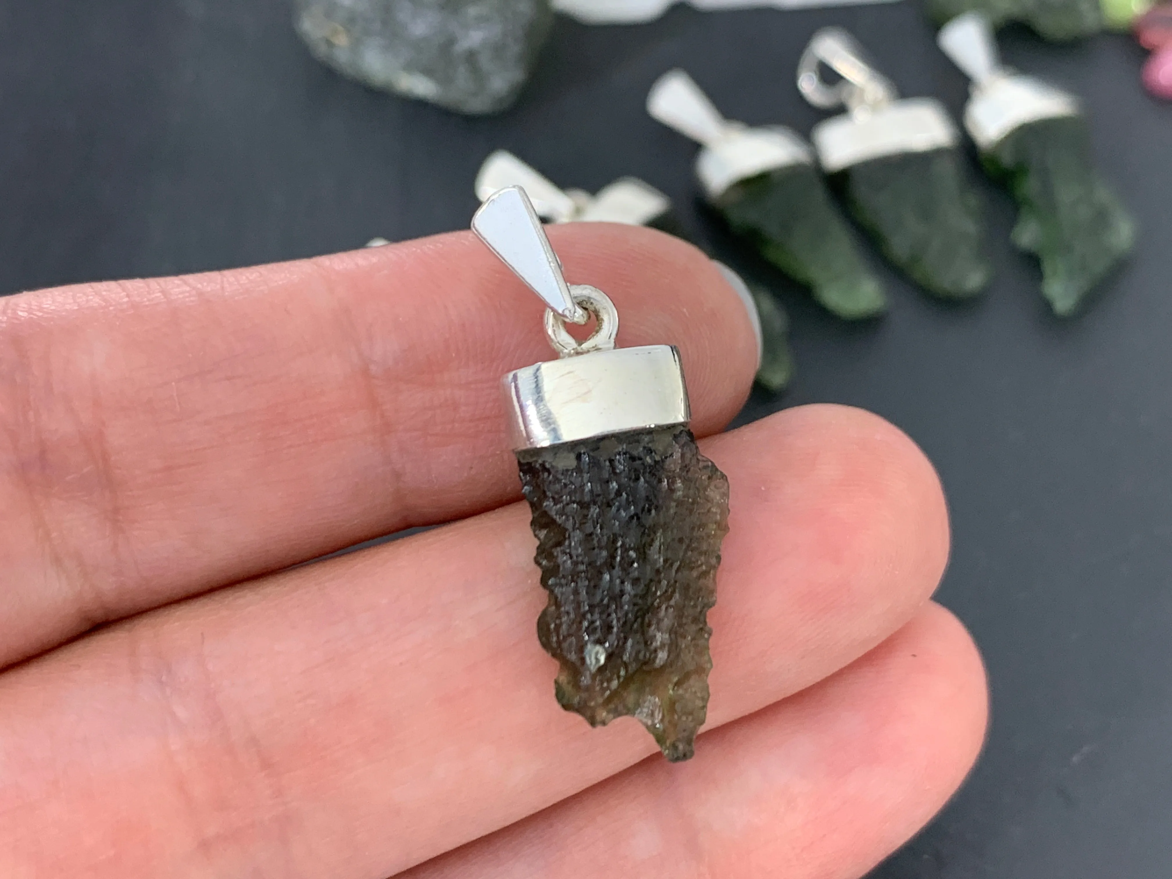 Moldavite In Silver Cup Pendant - Select your pendant