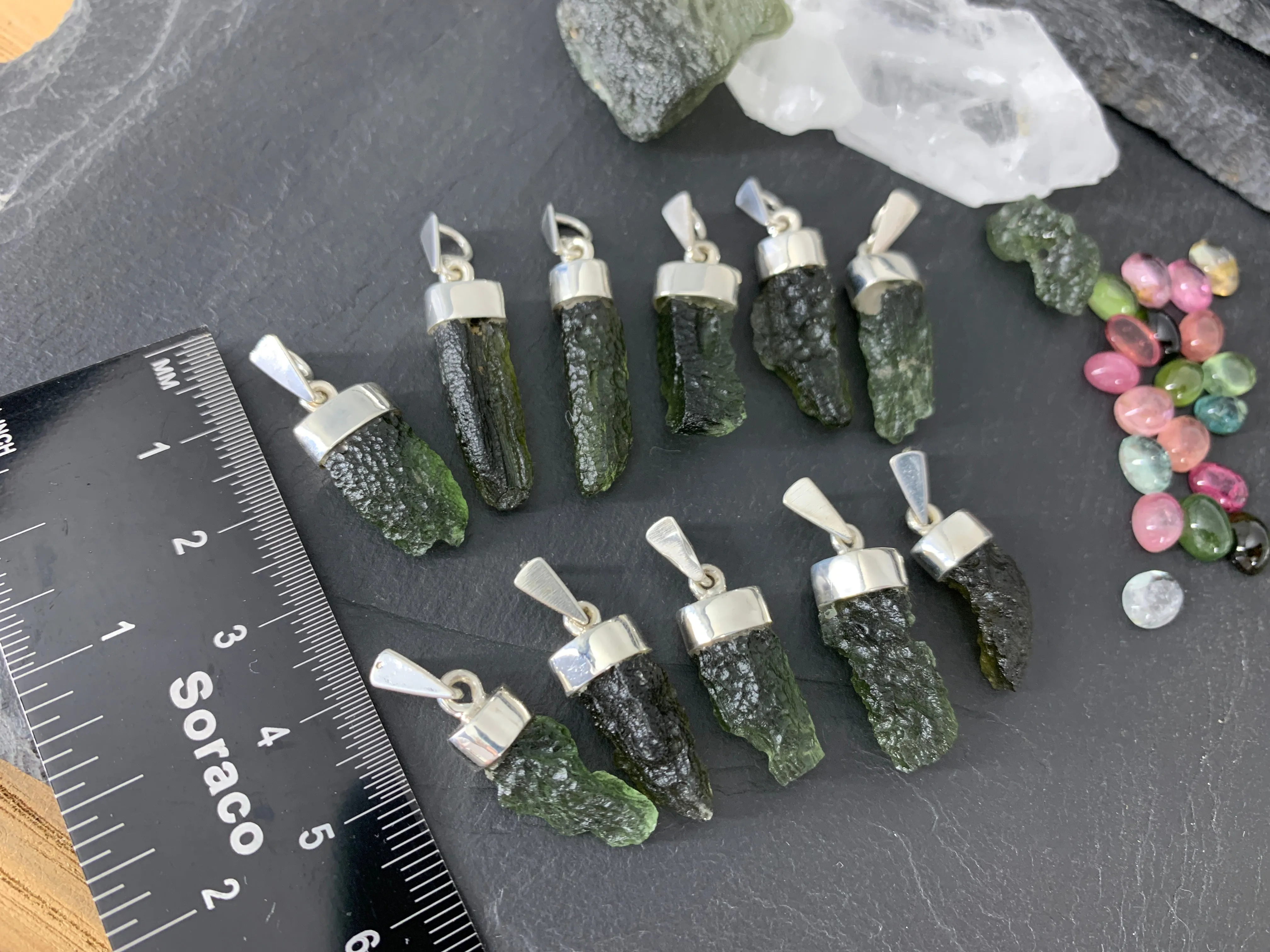 Moldavite In Silver Cup Pendant
