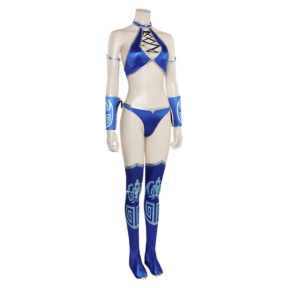 Mortal Kombat 1 Kitana Blue Bikini Cosplay Costume Outfits Halloween Carnival Suit