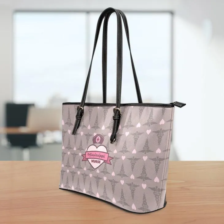 MS Nurse Large Leather Tote Bag
