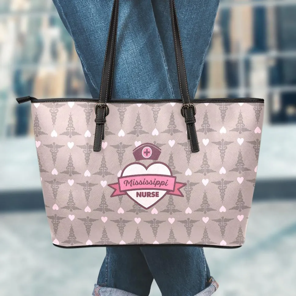 MS Nurse Large Leather Tote Bag