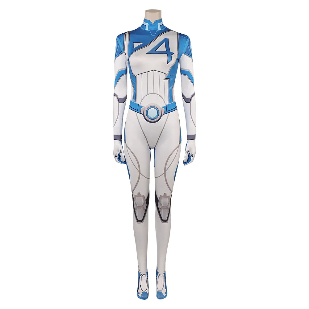 Mv Rivals Susan Storm Invisible Woman Cosplay Blue White Fantastic Four Sue Storm Jumpsuit Halloween Carnival Suit