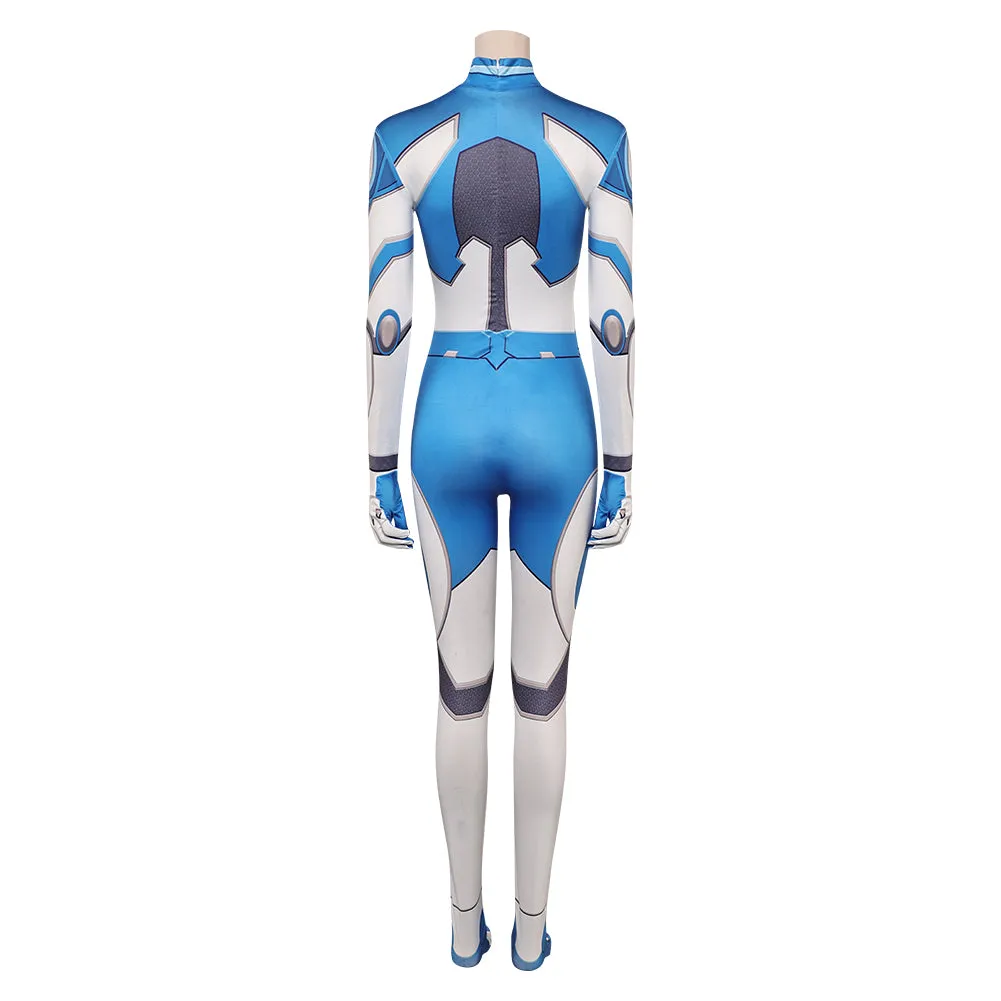 Mv Rivals Susan Storm Invisible Woman Cosplay Blue White Fantastic Four Sue Storm Jumpsuit Halloween Carnival Suit