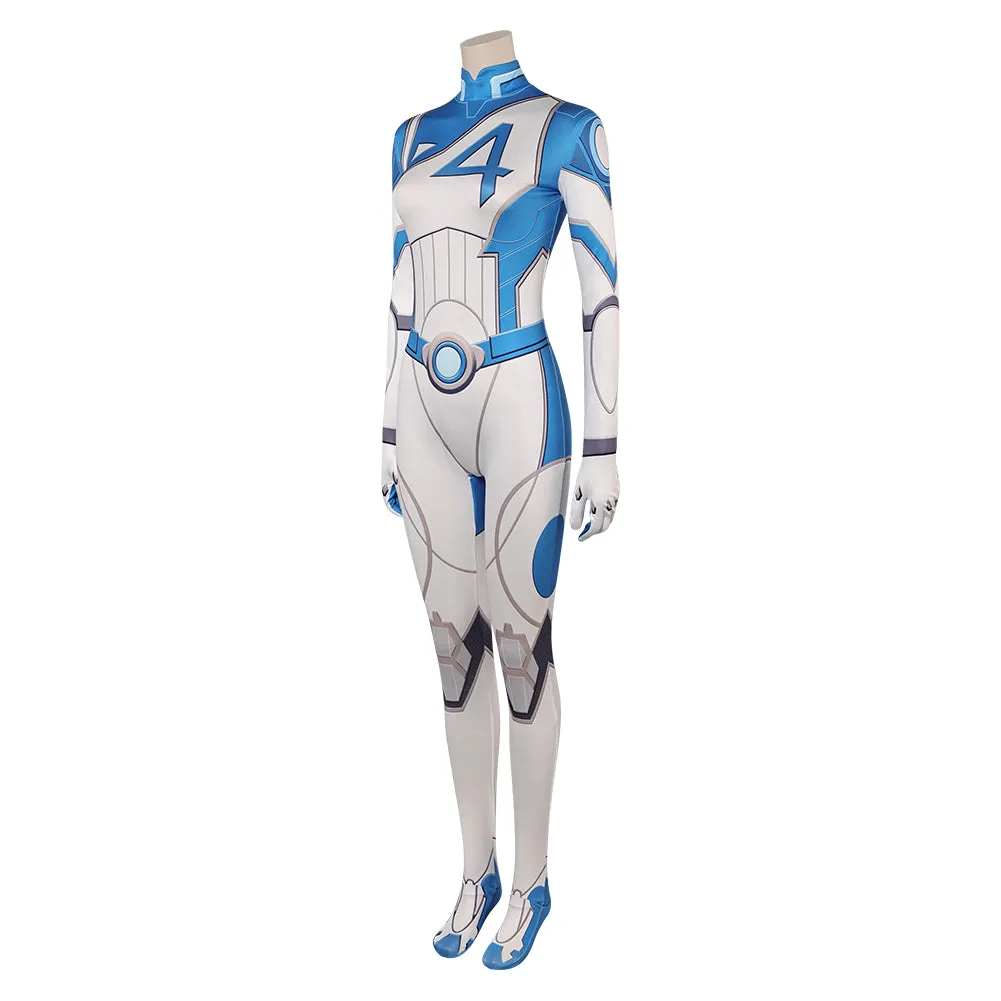 Mv Rivals Susan Storm Invisible Woman Cosplay Blue White Fantastic Four Sue Storm Jumpsuit Halloween Carnival Suit