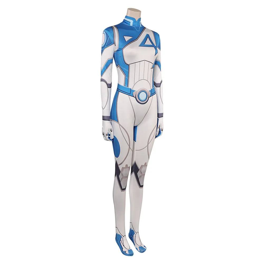 Mv Rivals Susan Storm Invisible Woman Cosplay Blue White Fantastic Four Sue Storm Jumpsuit Halloween Carnival Suit