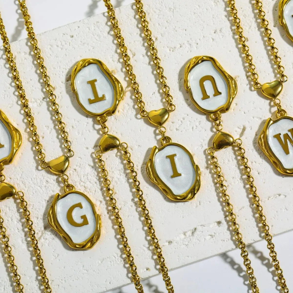 Nacar Initial Necklace Gold
