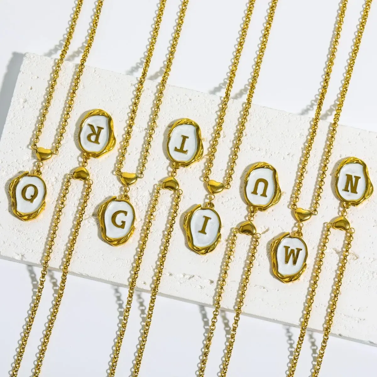 Nacar Initial Necklace Gold