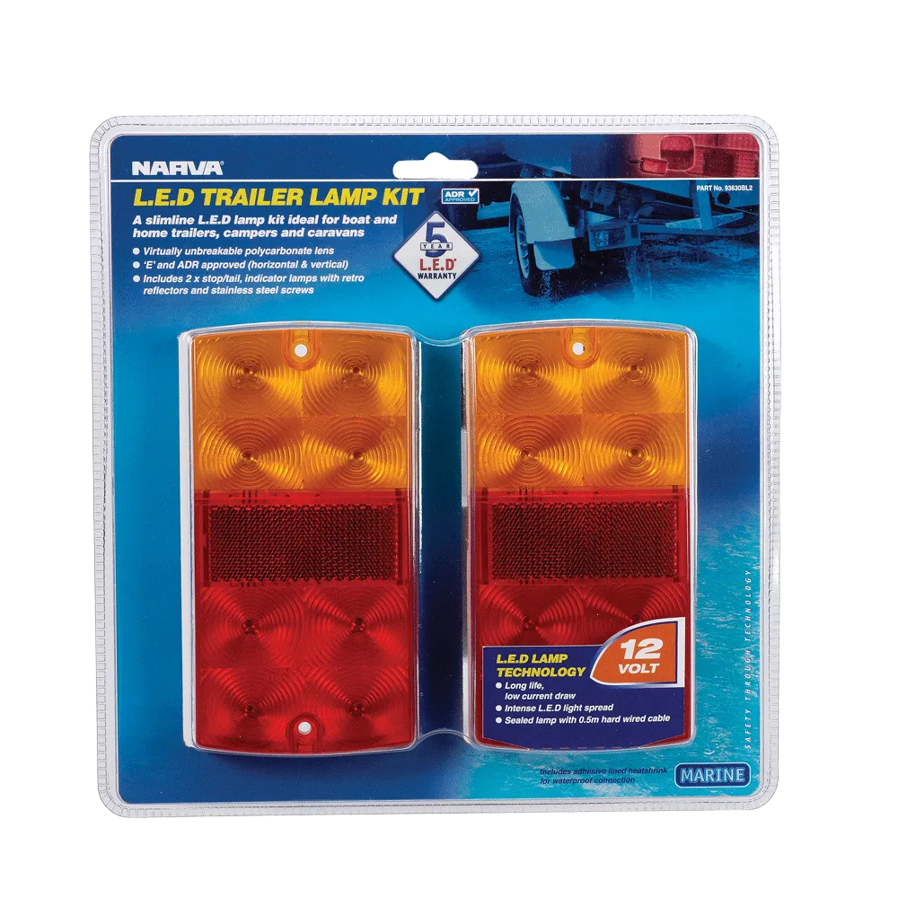 Narva 12 Volt L.E.D Slimline Rear Combination / Trailer Lamp (Rectangle) - 93630BL2