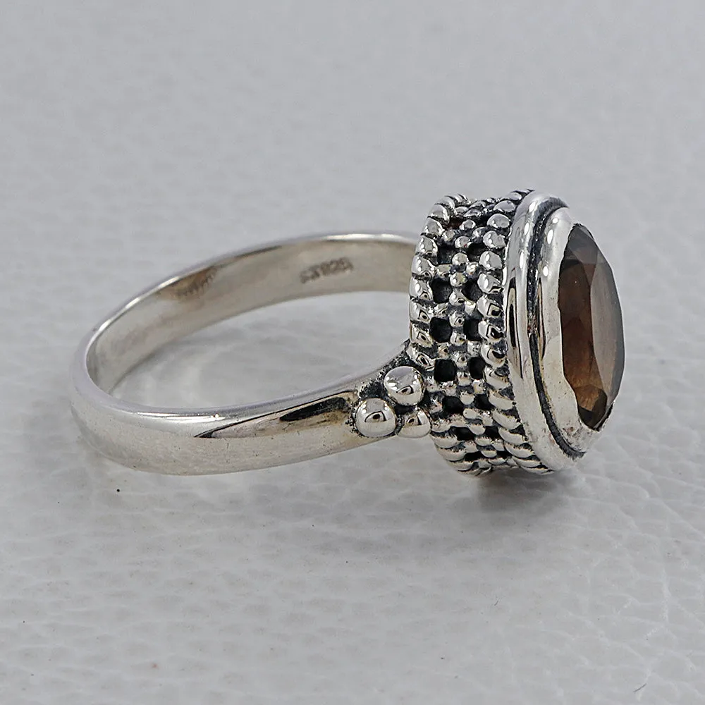 Natural Amethyst Sterling Silver Designer Ring