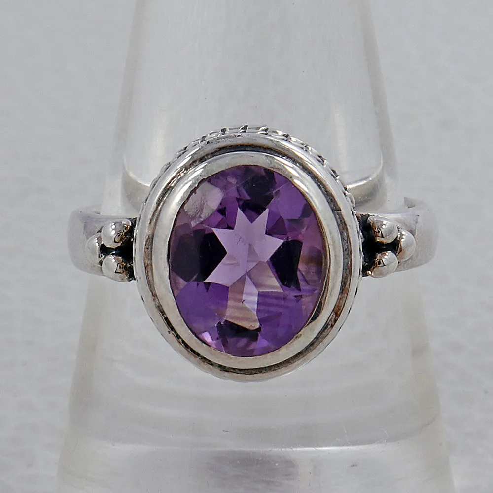 Natural Amethyst Sterling Silver Designer Ring