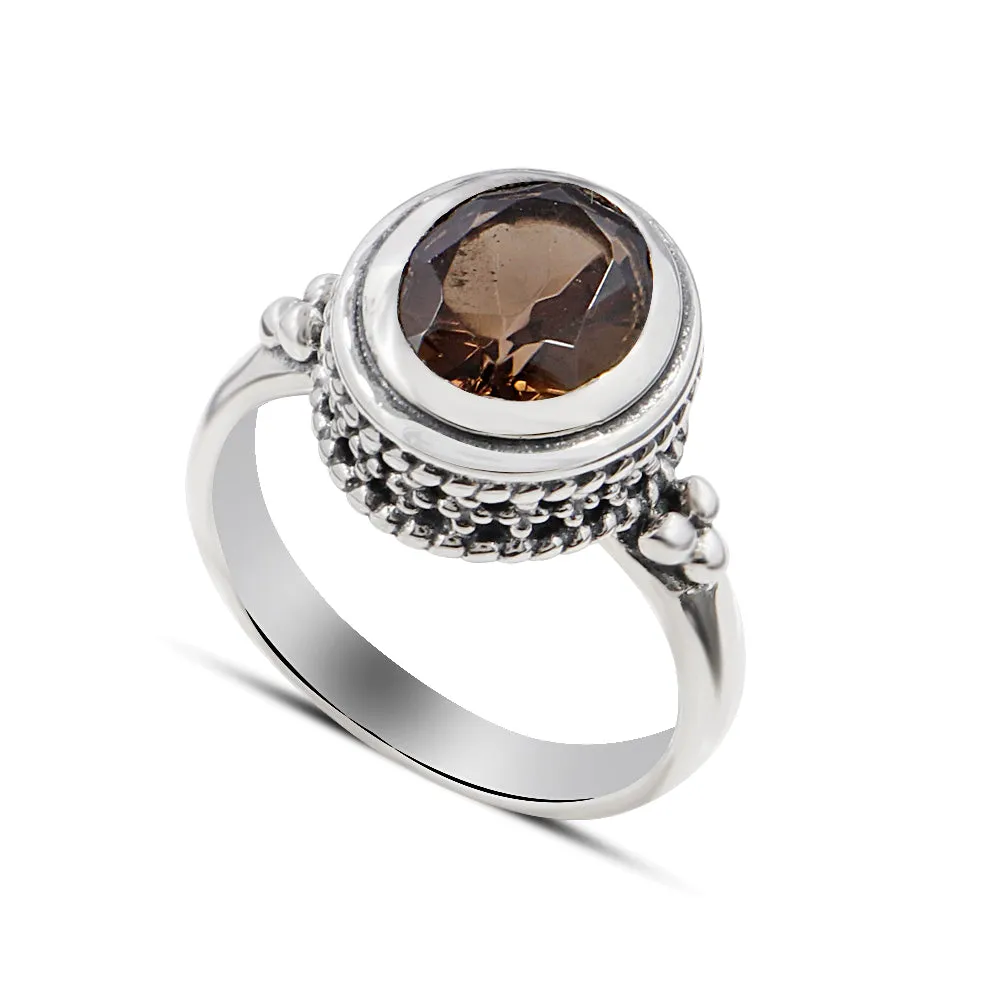 Natural Amethyst Sterling Silver Designer Ring