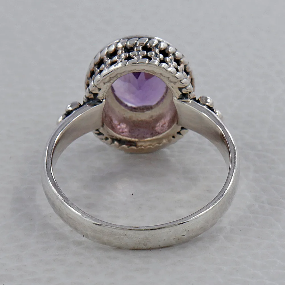 Natural Amethyst Sterling Silver Designer Ring