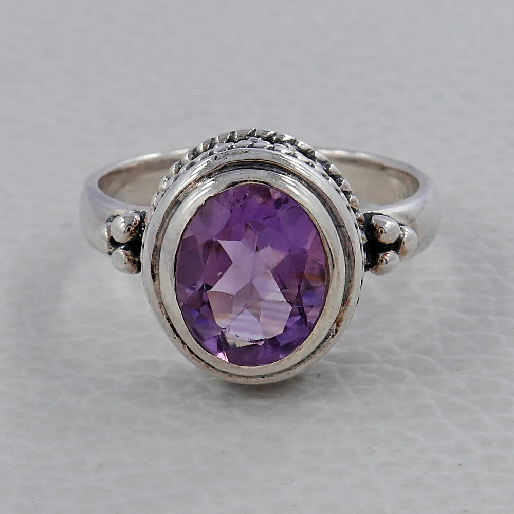 Natural Amethyst Sterling Silver Designer Ring
