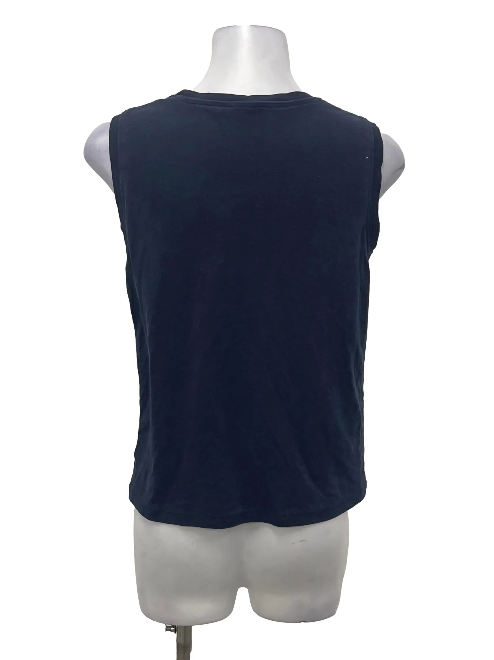 Navy Blue Roundneck Sleeveless Tank OSN