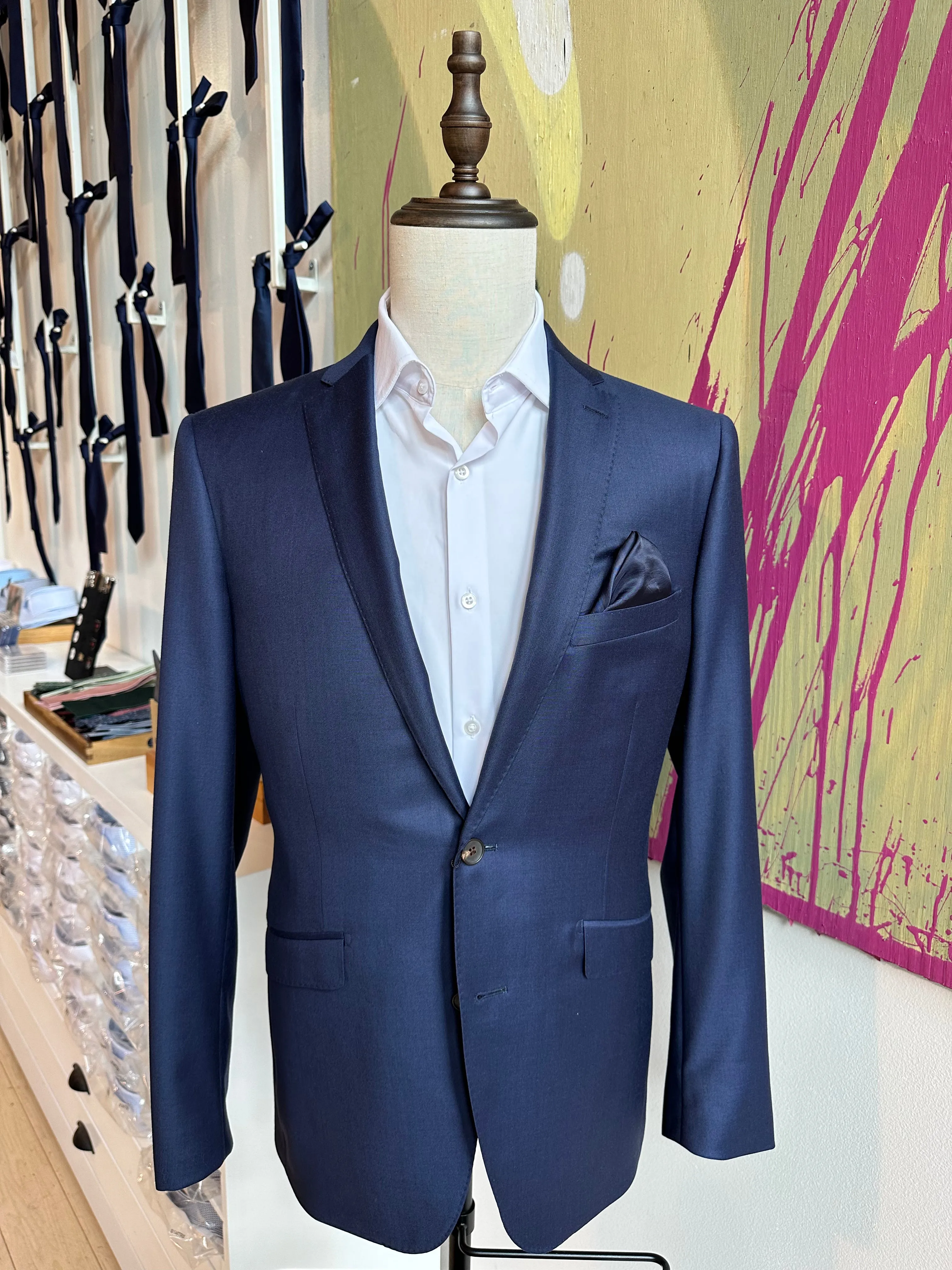 Navy Sharkskin Luxury Suit