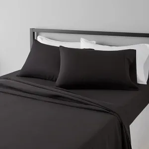 NEW Amazon Basics Easy Care Microfiber Sheet Set with 19" Deep Pockets - King, Black
