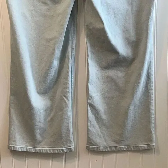 Nina Parker Trendy Plus Size High-Waist Wide-Leg Jeans Blue Size 16W