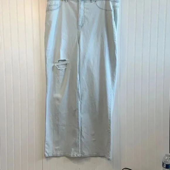 Nina Parker Trendy Plus Size High-Waist Wide-Leg Jeans Blue Size 16W