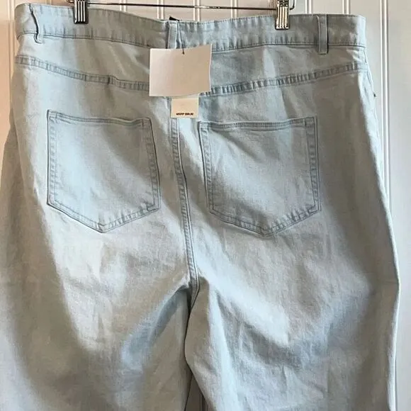 Nina Parker Trendy Plus Size High-Waist Wide-Leg Jeans Blue Size 16W