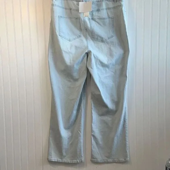 Nina Parker Trendy Plus Size High-Waist Wide-Leg Jeans Blue Size 16W