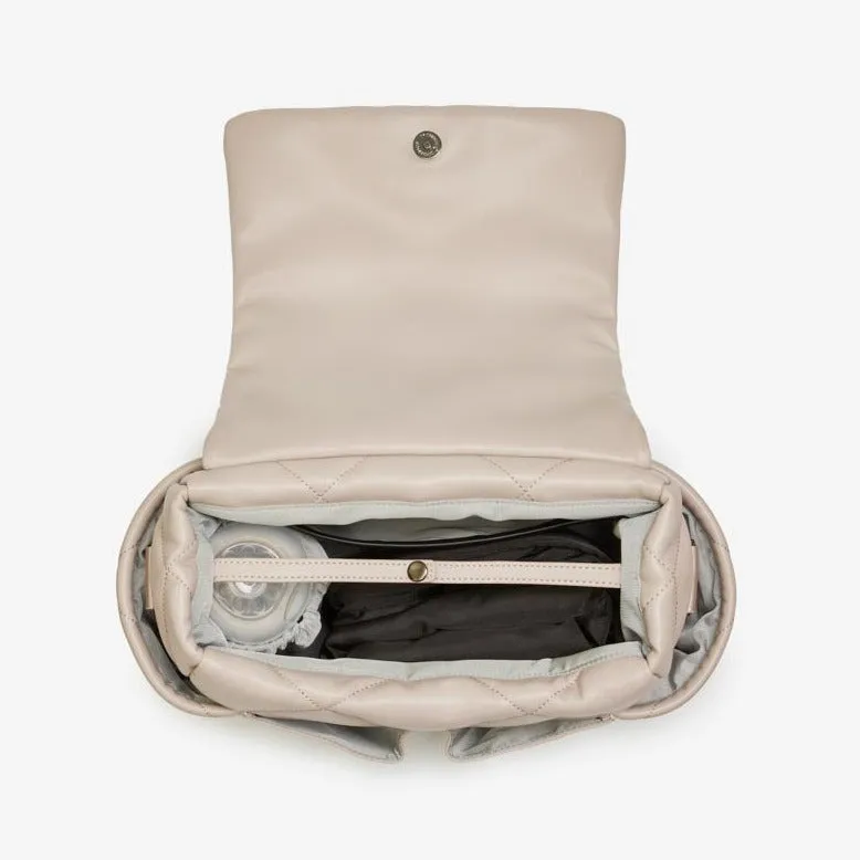 Nova Cross-Body Quilted Baby Bag with Change Mat (Oyster)
