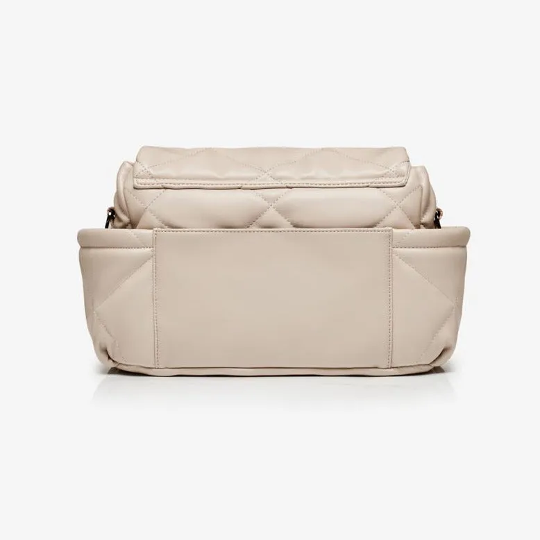 Nova Cross-Body Quilted Baby Bag with Change Mat (Oyster)