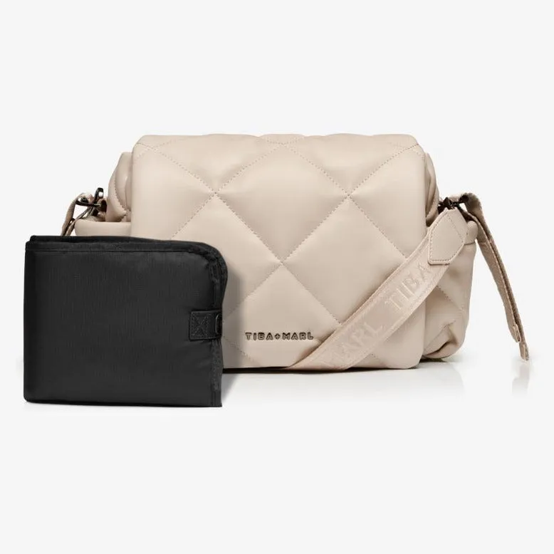 Nova Cross-Body Quilted Baby Bag with Change Mat (Oyster)