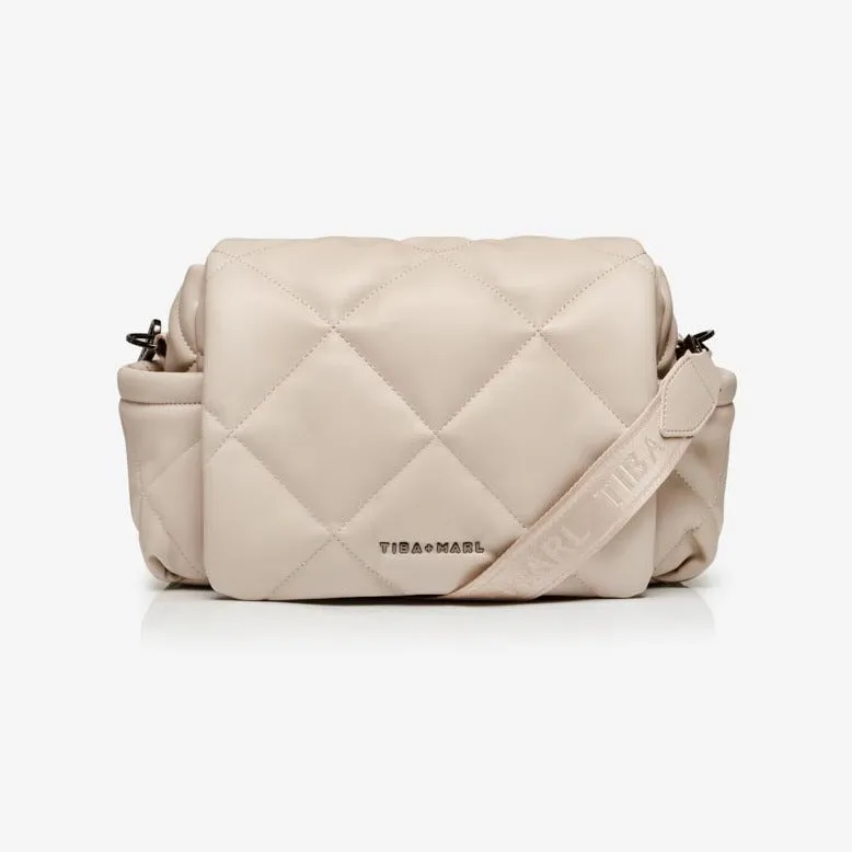 Nova Cross-Body Quilted Baby Bag with Change Mat (Oyster)