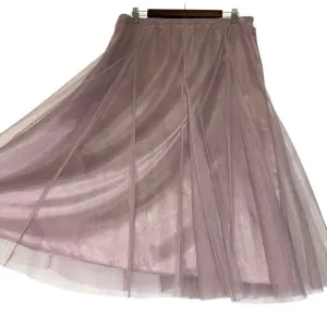 NWOT Alex Evenings Skirt L Layered Satin Tulle Muted Pink Balletcore Midi Tutu‎