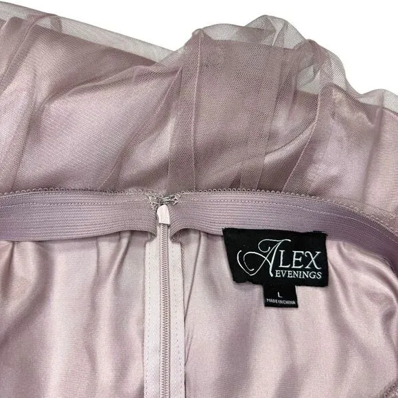 NWOT Alex Evenings Skirt L Layered Satin Tulle Muted Pink Balletcore Midi Tutu‎