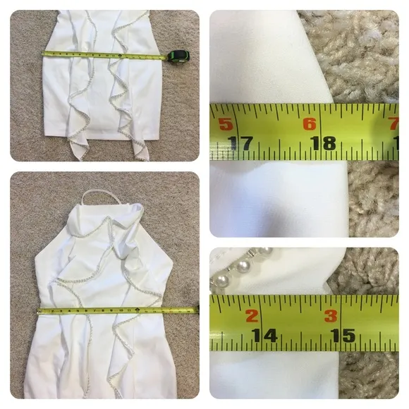 NWT! MISSGUIDED CHIC CREPE FRILL PEARL DRESS