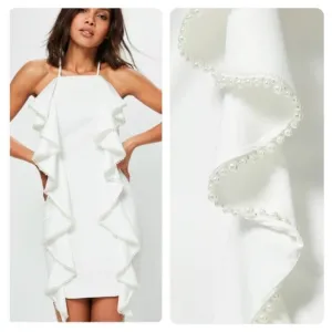 NWT! MISSGUIDED CHIC CREPE FRILL PEARL DRESS