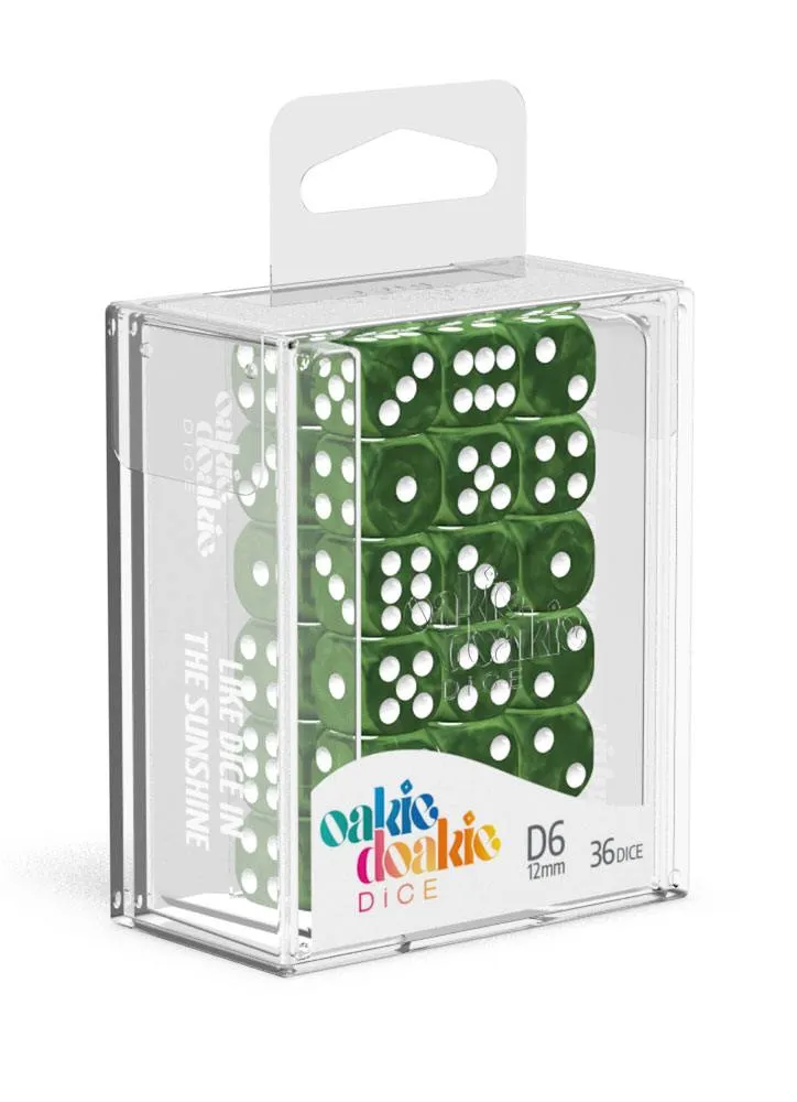 Oakie Doakie Dice D6 Dice 12 mm Marble - Green (36)