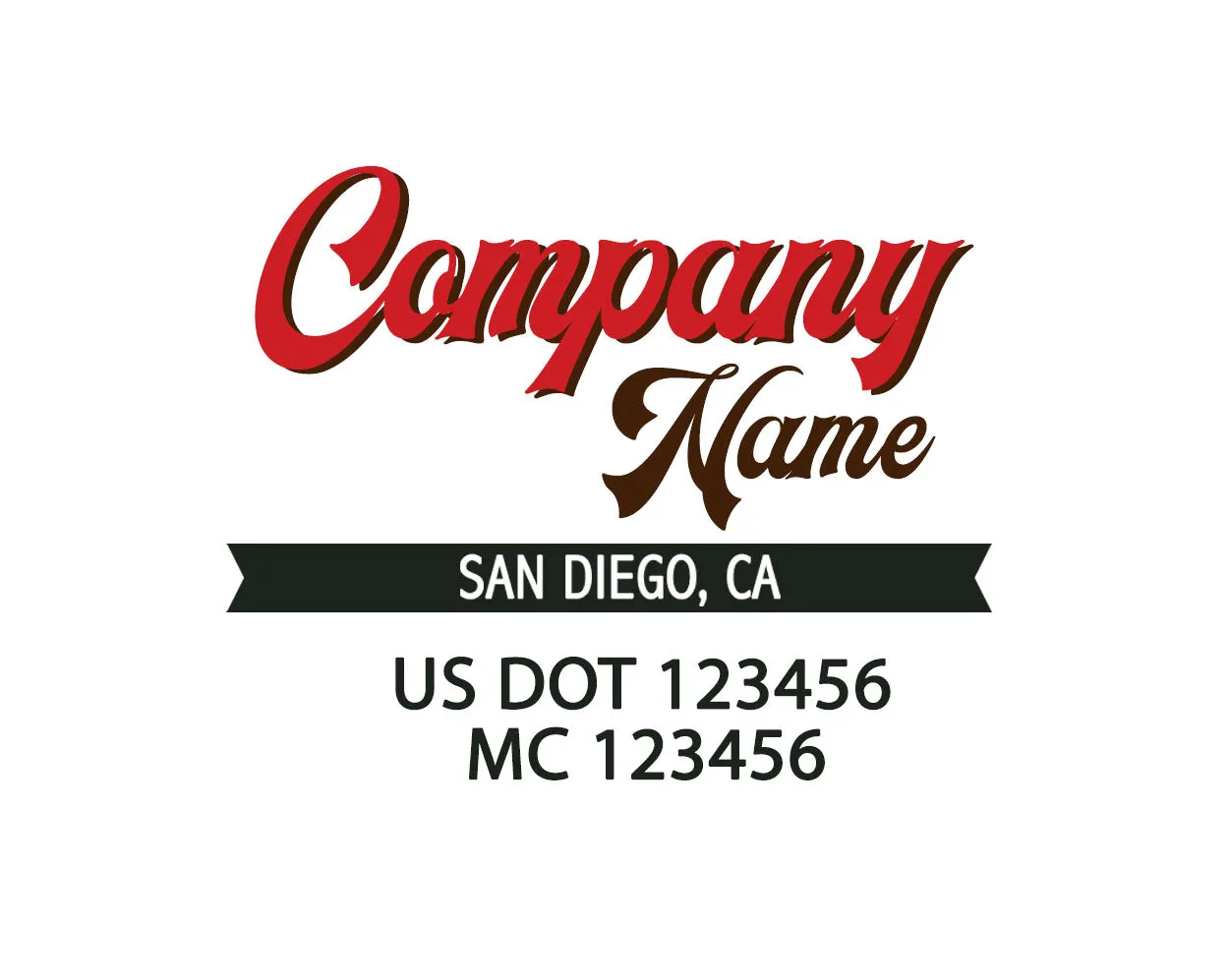 Old School Style Company Name Truck Decal USDOT, 2 Pack